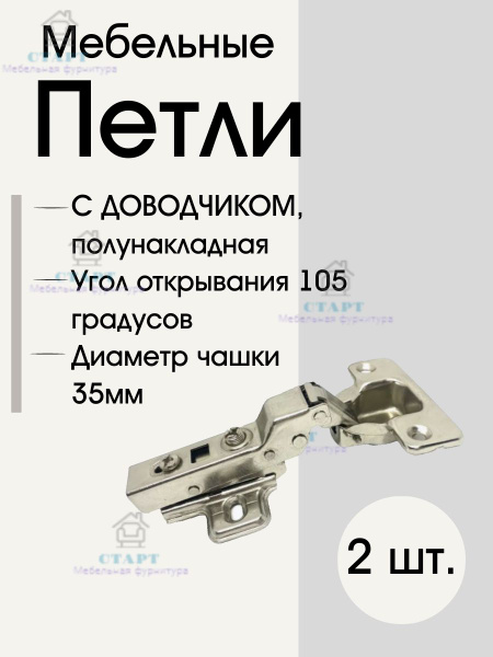 Вопросы и ответы о Петли мебельные/Мебельная петля ПОЛУНАКЛАДНАЯ с ...