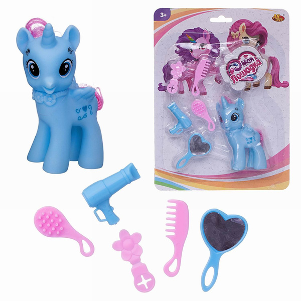 Игровой набор Abtoys Моя лошадка Пони единорог голубая с игровыми ...