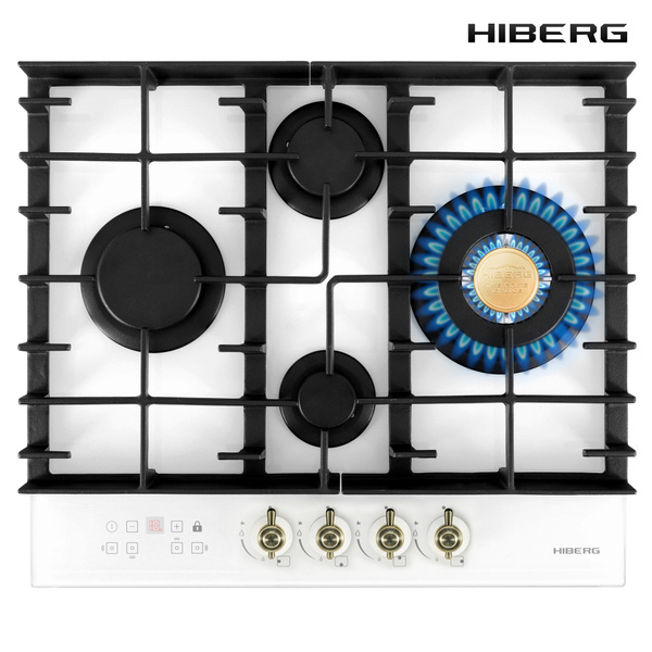 Газовая варочная панель 58*51 HIBERG VM 6145 W с таймером отключения ...