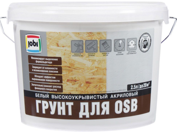 Характеристики ДЖОБИ грунтовка по ОСБ белая (2,5кг) / JOBI грунт для ...