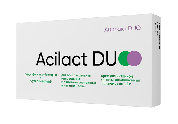 Ацилакт DUO Крем для интимной гигиены дозированный 10 свечей купить на ...