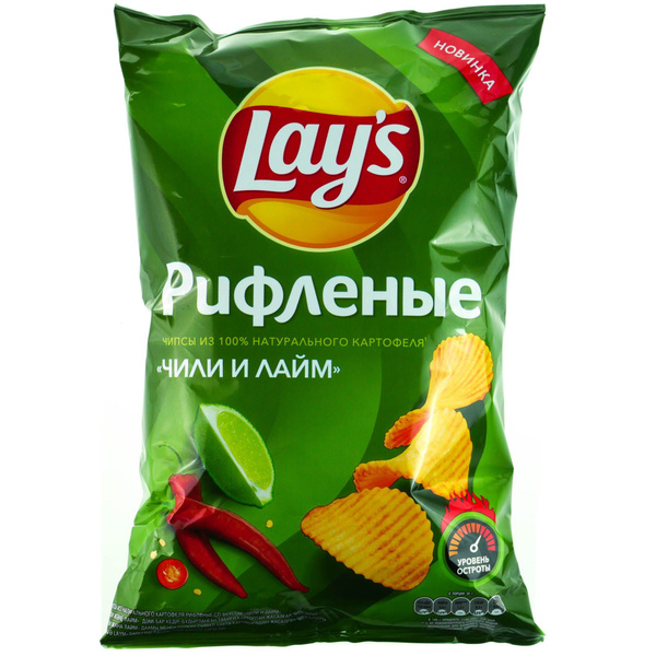 Lays Чипсы рифленые картофельные чили и лайм 125гр. - купить с ...