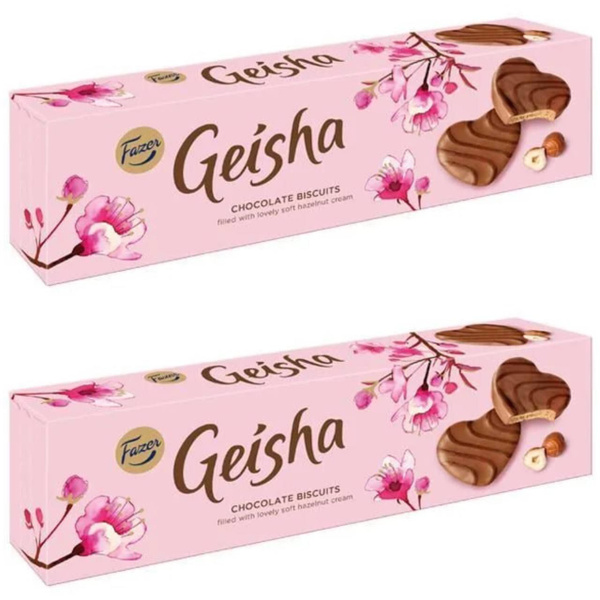 Печенье Гейша Fazer Geisha в шоколадной глазури с ореховым кремом, 2 шт ...