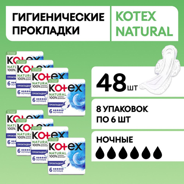 Прокладки женские ночные Kotex Natural гигиенические, 48 шт - купить с ...