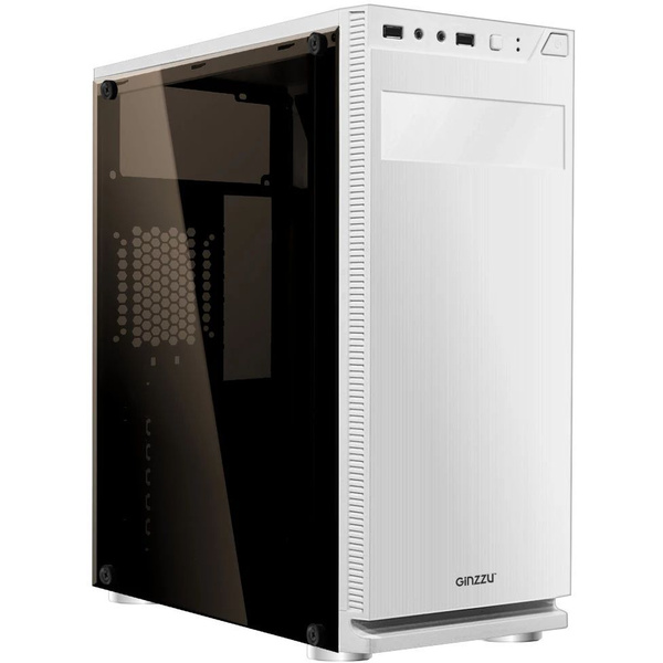 Корпус для ПК белый ATX, mATX, Mini-ITX Ginzzu A290, закалённое стекло ...