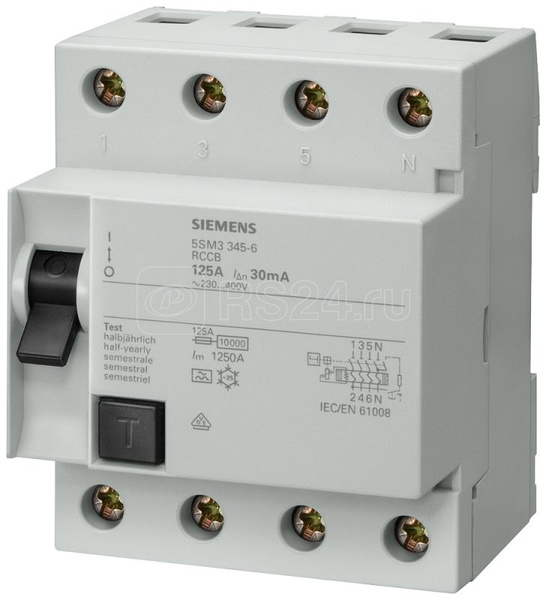 Siemens УЗО 4P 125А AC - купить с доставкой по выгодным ценам в ...