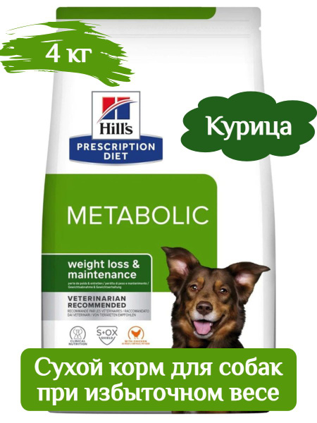 Hill's Metabolic сухой корм для собак при избыточном весе 4 кг купить ...