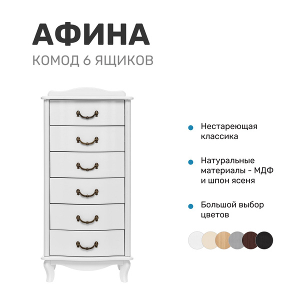 Комод Афина узкий (6 ящ.)_венге, 49x40.5x106.5 см, 6 ящ. - купить по ...