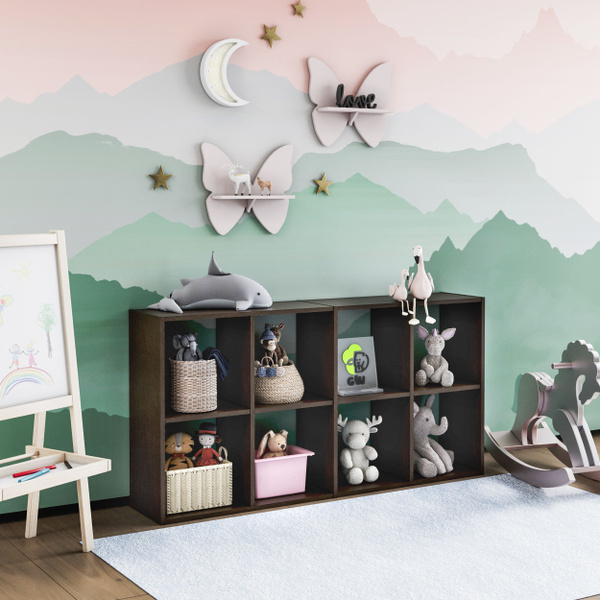 Стеллаж Остин 8 секций_Белый чёрна кромка, 70х25х139 см, GW market ...