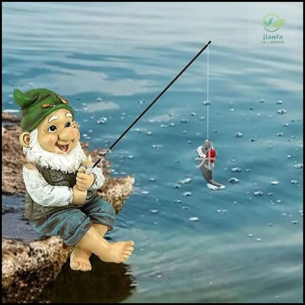 Старик-эльф-рыбак, садовый дизайн для украшения из смолы, На газон ...