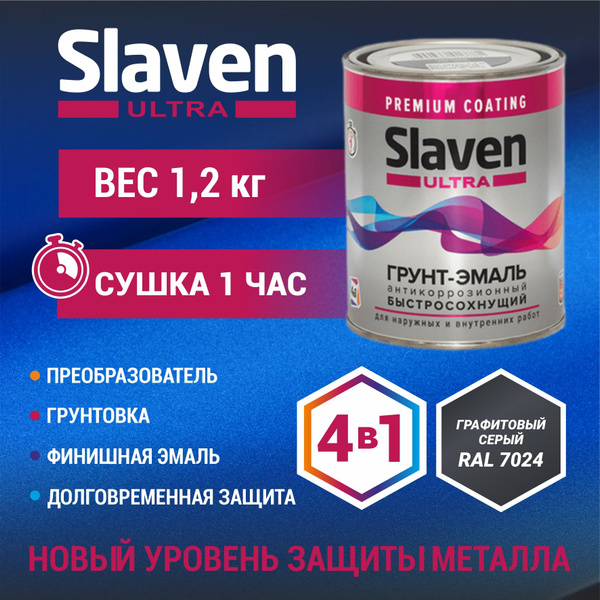 Грунт-эмаль SLAVEN ULTRA 3 в 1, краска по металлу, по ржавчине ...