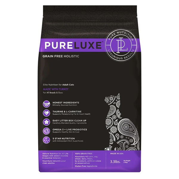 PureLuxe для взрослых кошек с индейкой, 1,5 кг - купить с доставкой по ...
