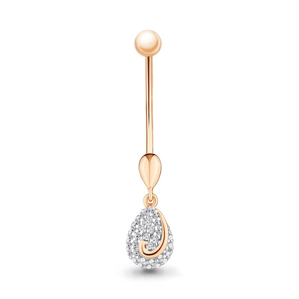 Золотой пирсинг в пупок DIAMANT-ONLINE с фианитом 585 пробы - купить с ...