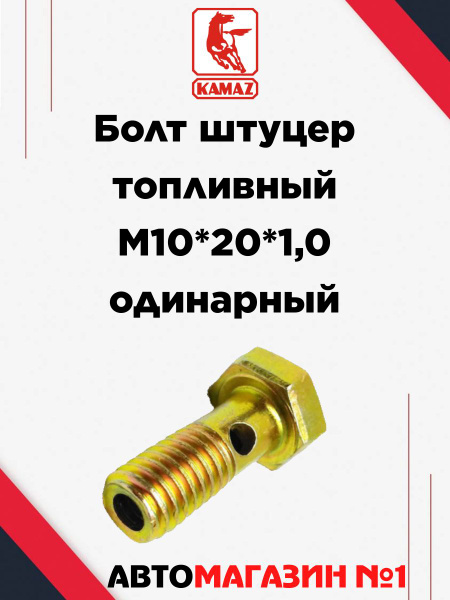 Болт штуцер топливный М10*20*1,0 одинарный (23977) купить на OZON по ...