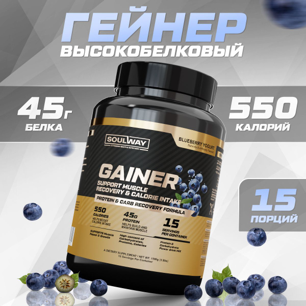 Гейнер высокобелковый / черничный йогурт / 1500 гр 15 порций - купить с ...