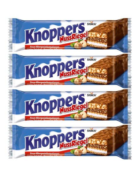 Шоколадный батончик storck knoppers nutbar с орехами, 4 шт по 40 г ...
