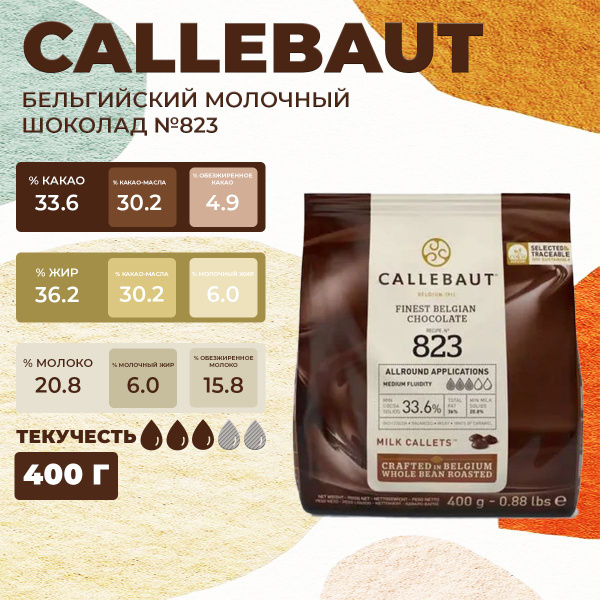 Молочный бельгийский шоколад 33.6% Callebaut №823, 400 г - купить с ...