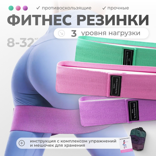Тканевые фитнес-резинки Premium, спортивные резинки для фитнеса, йоги и ...
