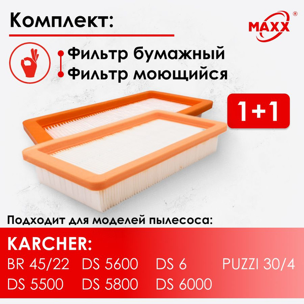 Фильтр моющийся и бумажный для пылесоса Karcher DS 6 5500 5600 5800 6. ...