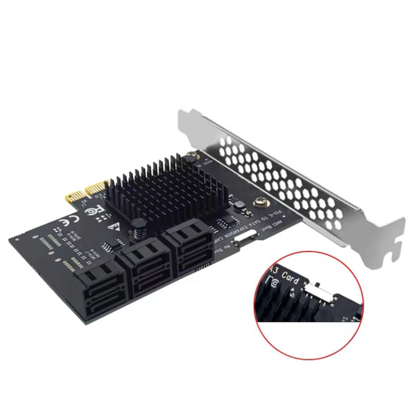 Переходник контроллер PCI-E на 6 SATA 3.0 6 Gb/s GSMIN DP20 (Черный ...