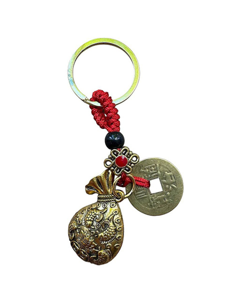 красивый кошелек с амулетом внутри возле денег