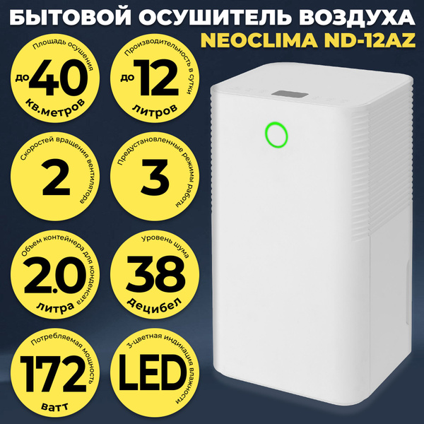 Осушитель воздуха для дома и квартиры NEOCLIMA ND-12AZ (площадь до 40 ...