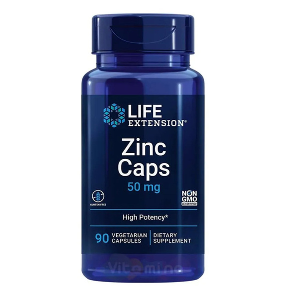 Цинк 50мг Life Extension, Zinc Caps, 90 капсул Цинк комплекс высокой ...