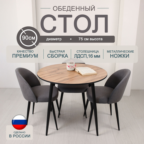 Стол обеденный Нераскладной 80, 80х80х75 см купить c доставкой на OZON ...