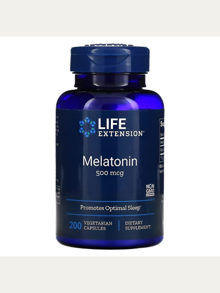 Мелатонин 5 мг 200 капсул, LIFE Extension Melatonin 500 мкг, Для ...