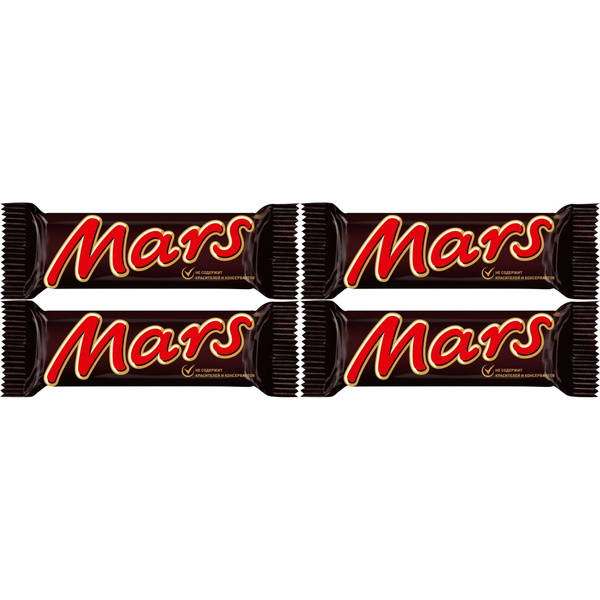 Батончик Mars шоколадный с нугой-карамелью 50 г, набор: 4 штуки купить ...
