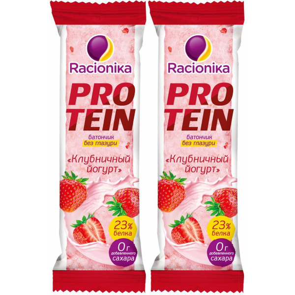 Батончик Racionika Protein Клубничный йогурт 45 г, набор: 2 штуки ...