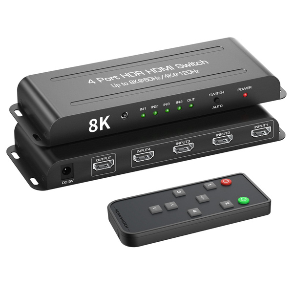 8K HDMI 2.1 Переключатель 4 в 1 выход,DCP 2.3, HDR 10 +, VRR, Xbox CEC ...