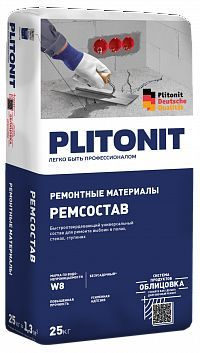 Характеристики Plitonit/Плитонит Ремсостав, 25кг,быстротвердеющий ...