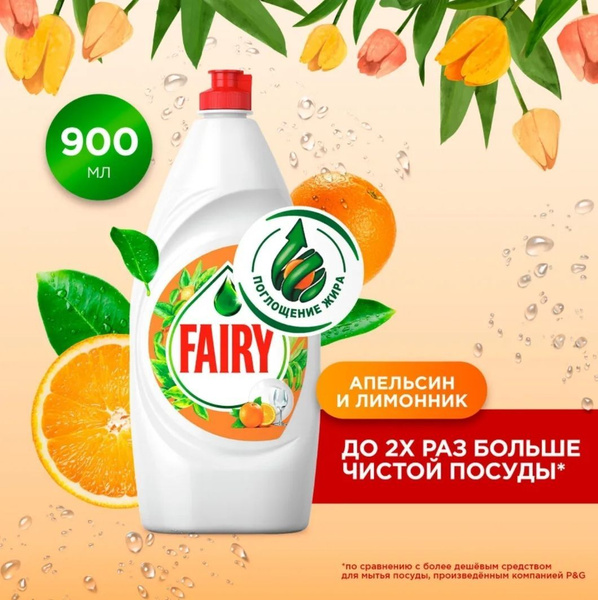 Средство для мытья посуды Fairy Апельсин и лимонник 900 мл купить на ...