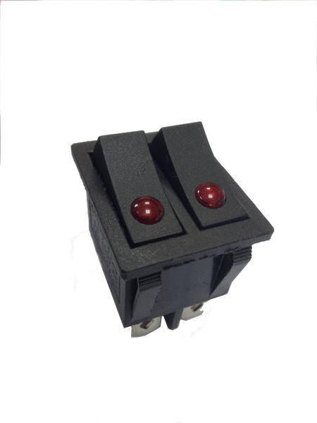Переключатель QY608 2-х клавишный ON-OFF чёрный с подсветкой 16А, 250V ...