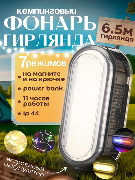 Кемпинговый фонарь на магните уличная гирлянда аккумуляторная для ...