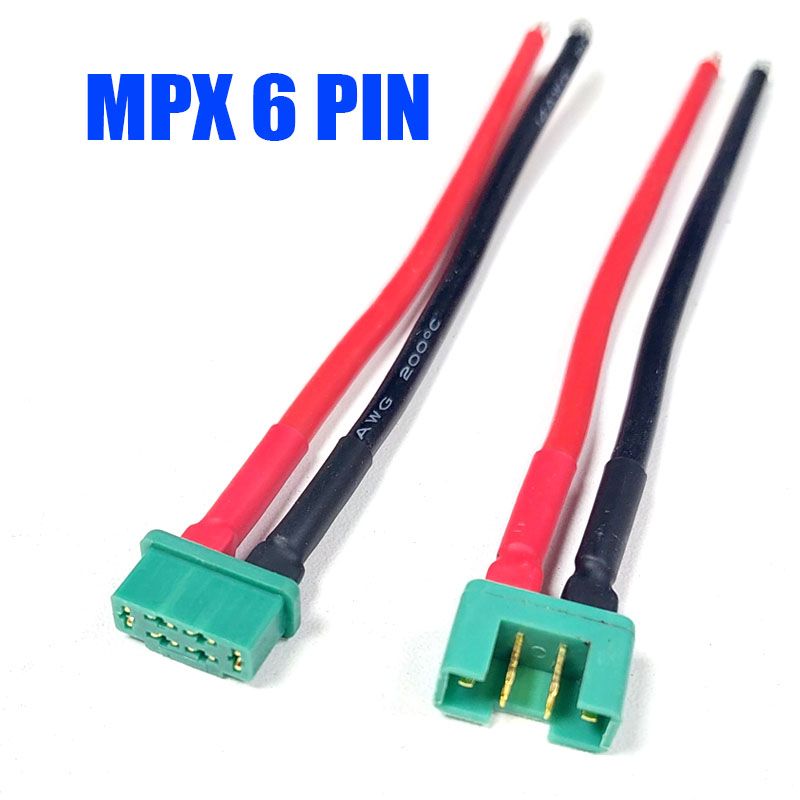 Разъем Multiplex MPX 6 Pin с проводом 14AWG 10см папа+мама под пайку