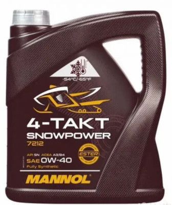 MANNOL 4-Takt Snowpower 0W-40 Масло моторное, Синтетическое, 4 л