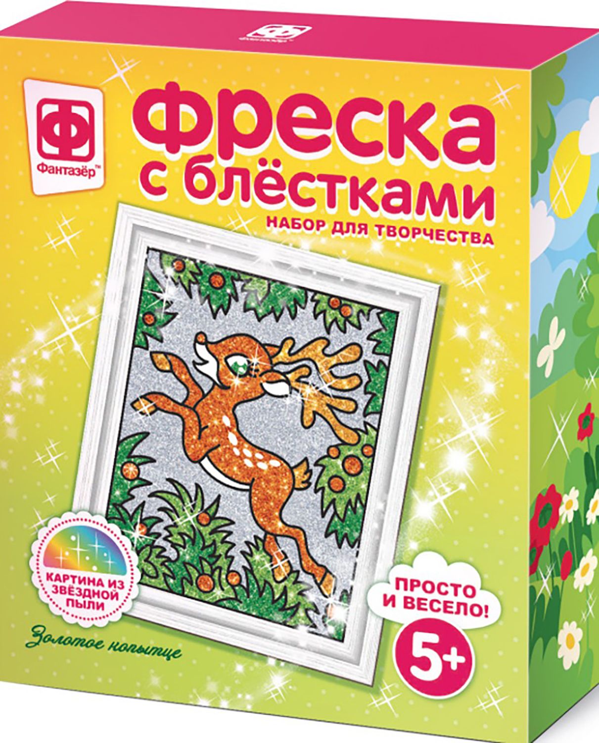 Фреска с блестками Олень