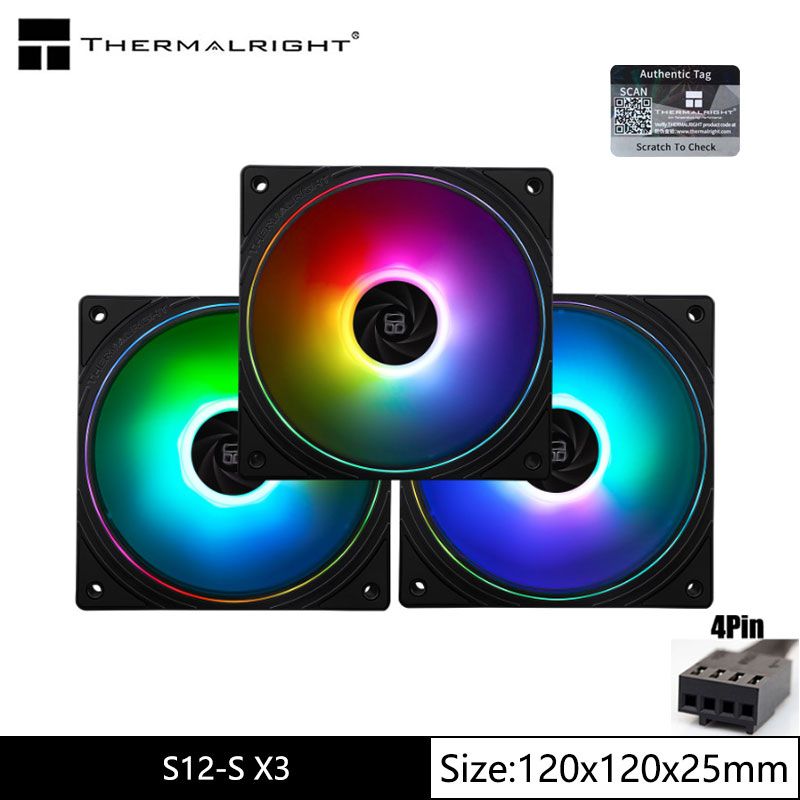 КорпусныйВентиляторThermalrightTL-S12SX3120MM4PINPWMСистемаВодяногоОхлажденияСARGBДляКорпусаПК/компьютераКулер