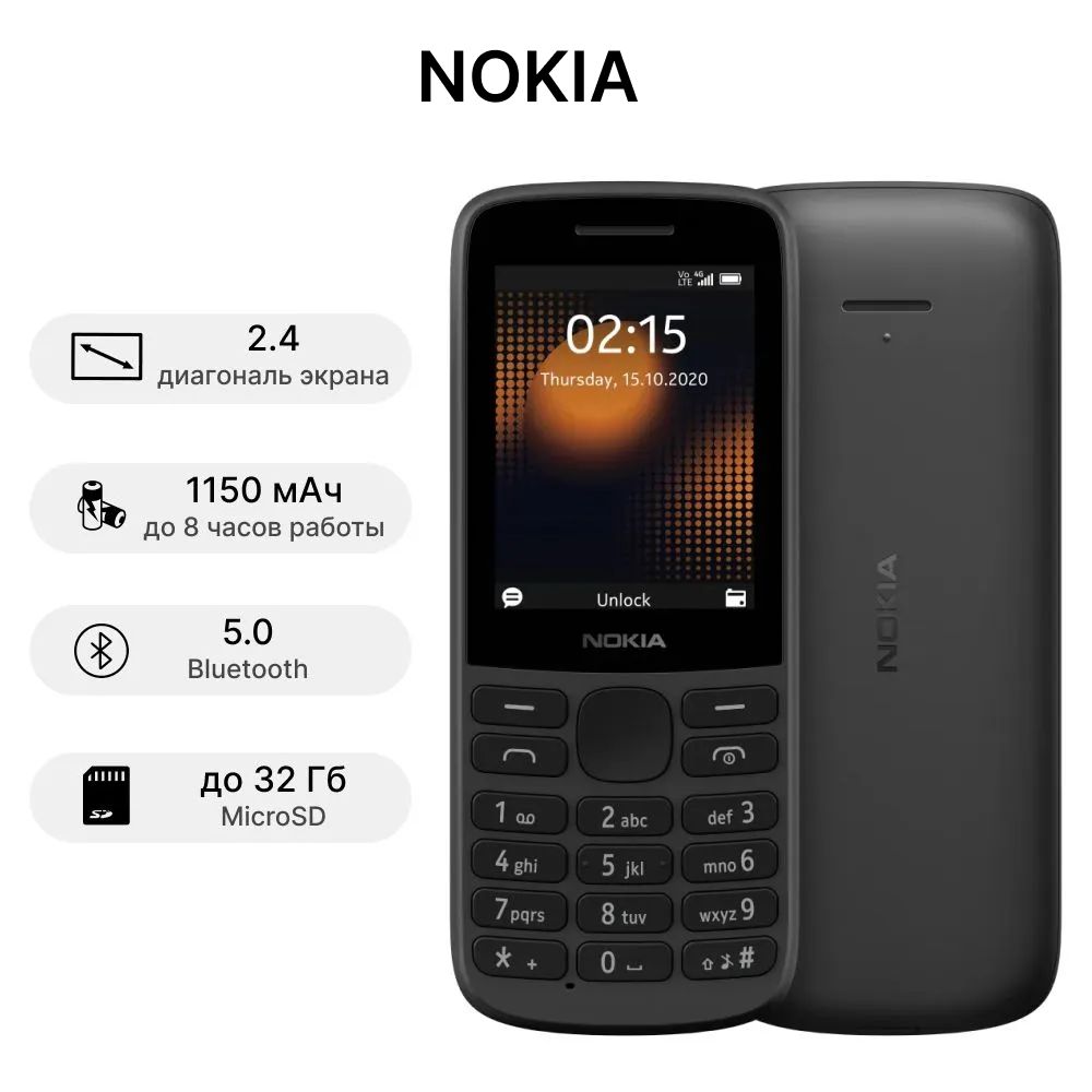 Мобильный телефон Nokia 215 4G Dual SIM, черный - купить по выгодной цене в  интернет-магазине OZON (1034052360)