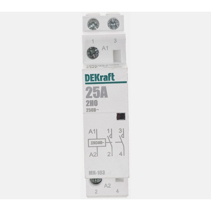 Модульный контактор DEKraft МК-103 2P 2НО 25А 400/230В AC