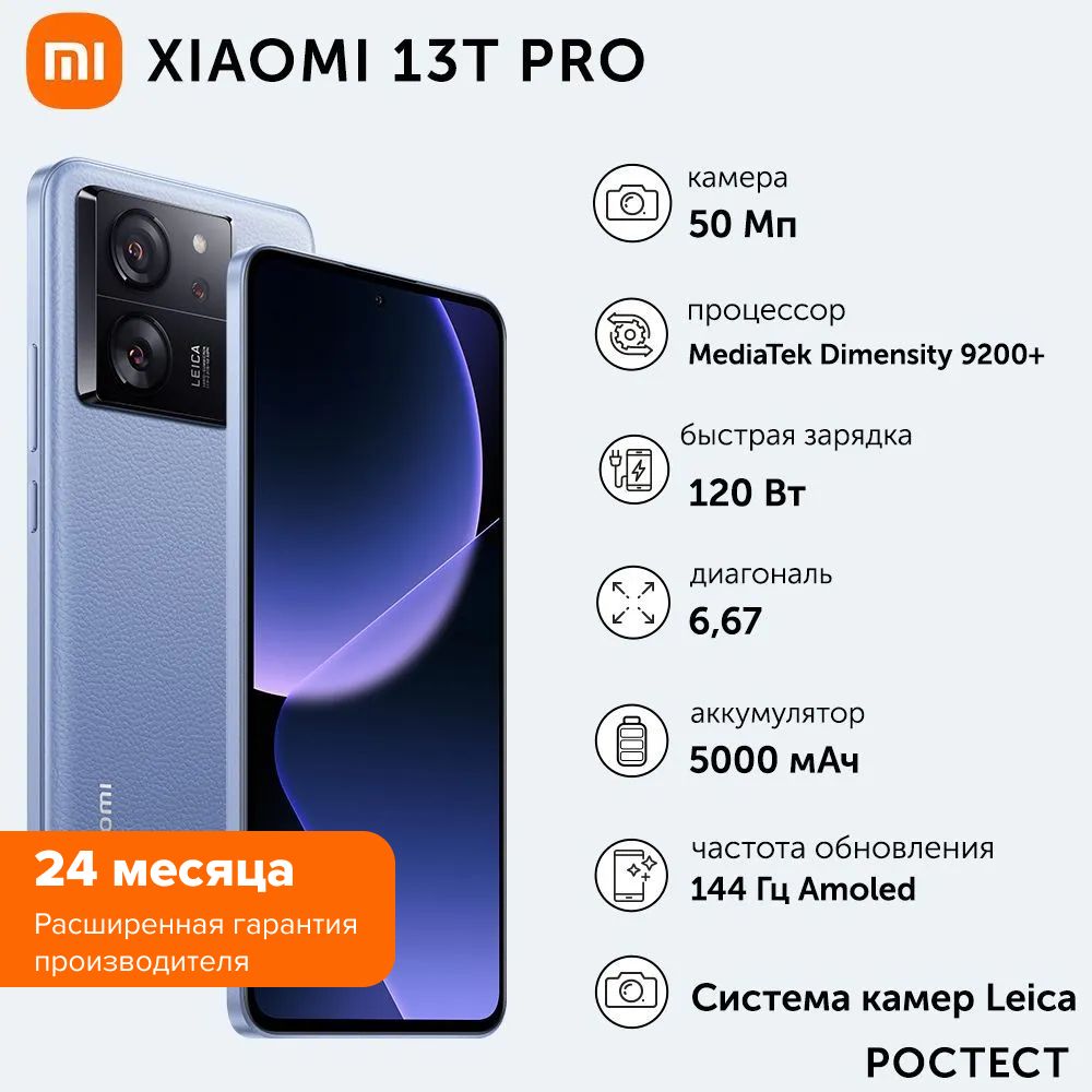 Xiaomi Смартфон 13T Pro 12/256 ГБ, голубой