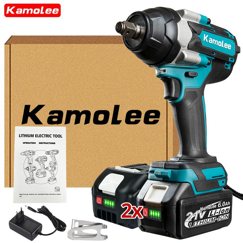 Kamolee Tool DTW700 1800N.m Бесщеточный Электрический Ударный Гайковерт С Высоким Крутящим Моментом 1/2 Дюйма - 2 Аккумулятора 6,0 Ач