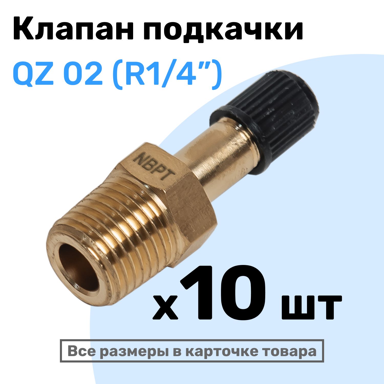 КлапанподкачкиQZ02-R1/4",Ниппельсзолотником,штуцердляподкачки,NBPT,Набор10шт