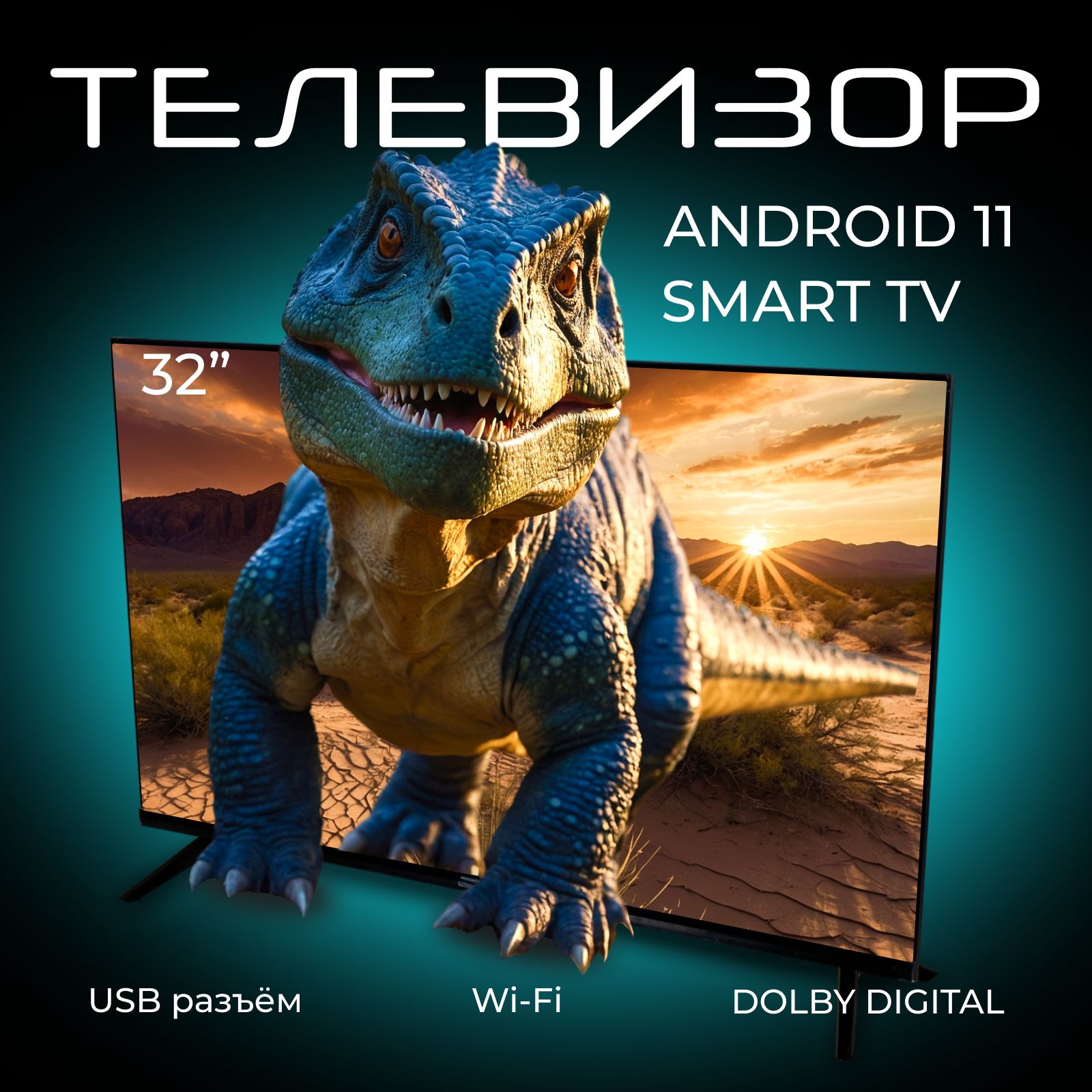 Телевизор32"FullHD,черно-серый,черный