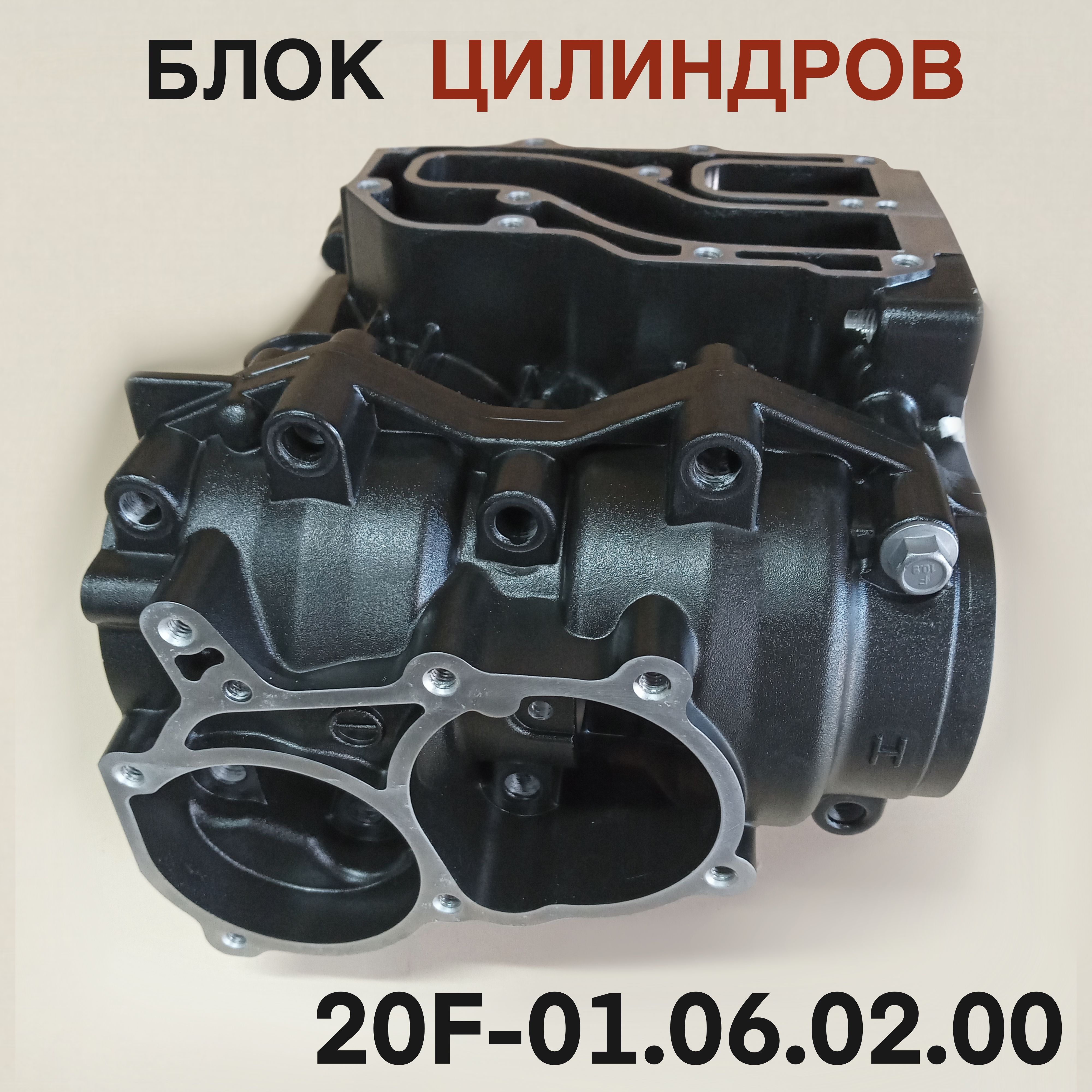 Блок цилиндров 20F для лодочного мотора Yamaha, Mikatsu, Hidea 20 л.с. 20F-01.06.02.00