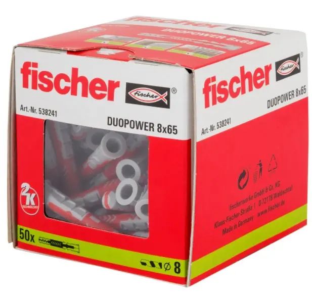 Универсальный дюбель 8х65 Fischer DUOPOWER (упак.50 шт.)