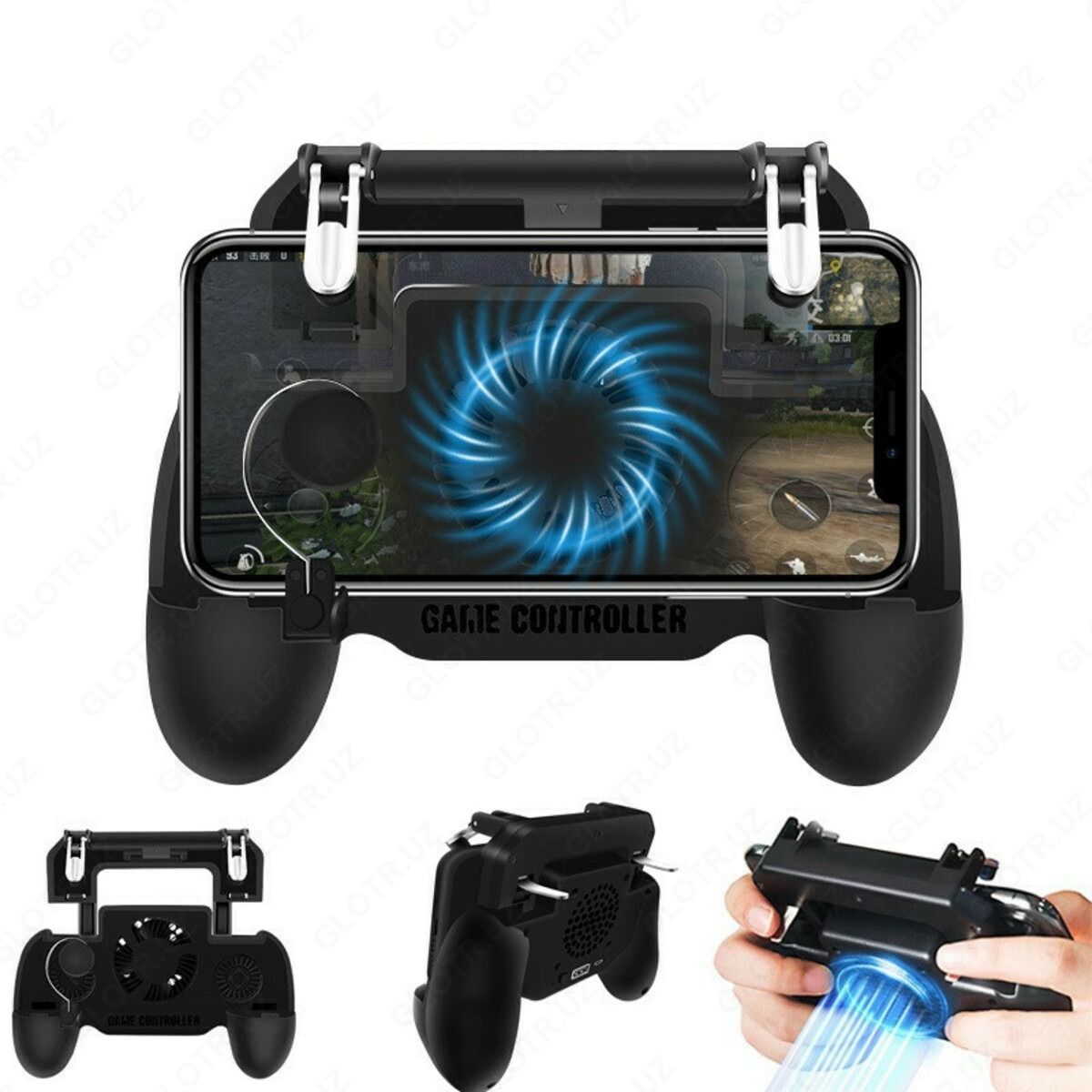 Кулер с триггерами для мобильных игр. Джойстик sr 2000mah. геймпад pubg для смартфона sp+. игровые триггеры для телефона. джойстик с триггерами и вентилятором.