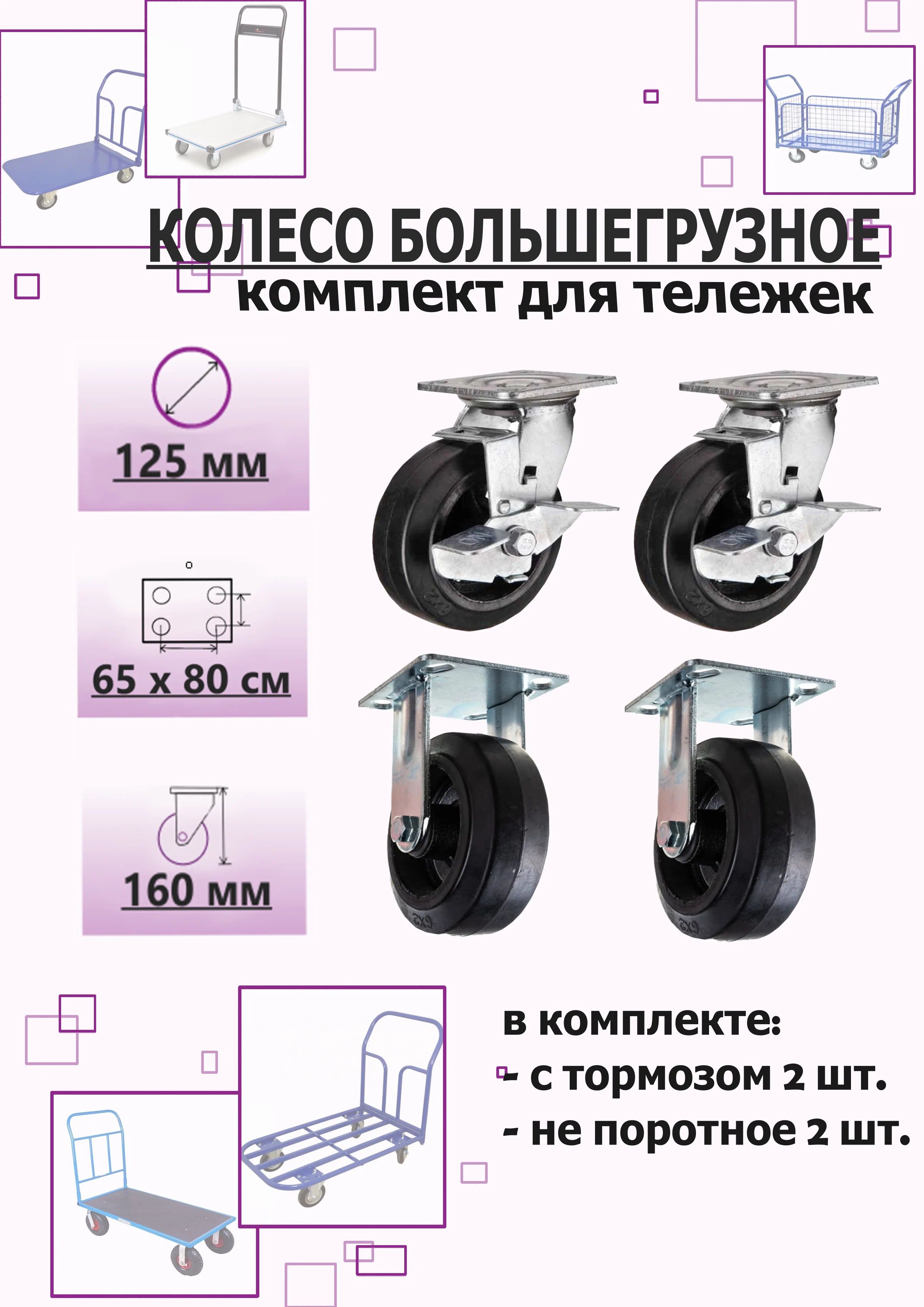 Комплект колес №1 большегрузные 125мм 4шт.